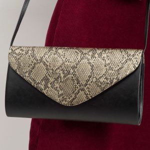 Black and Brown Snake Skin Pattern Clutch