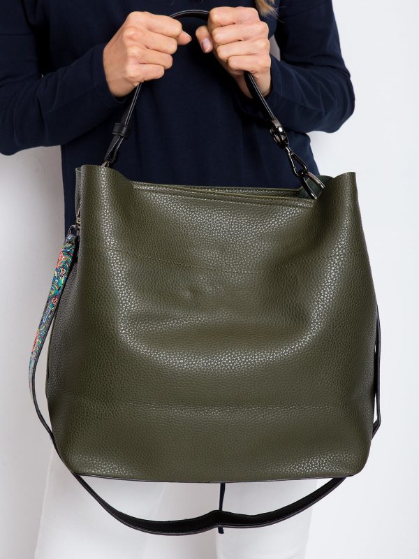 Dark green eco leather shopper