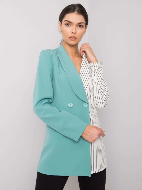 White and turquoise Ayra blazer