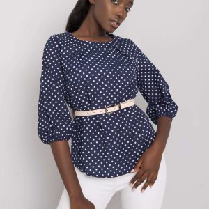 Navy blue polka dot blouse Maliyah