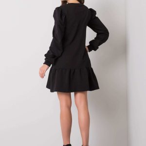 Neah Black Ruffle Sweatshirt Dress