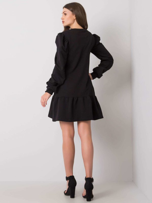 Neah Black Ruffle Sweatshirt Dress