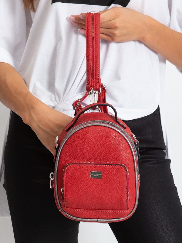 Red eco-leather mini backpack