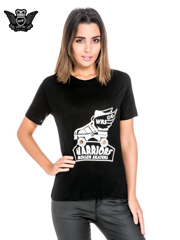 Black t-shirt with the inscription WARRIORS ROLLER SKATERS