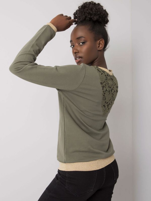 Khaki Cotton Sweatshirt with Trinny Lace