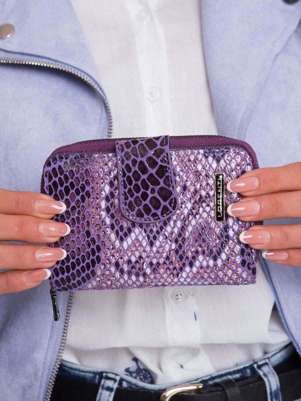 Purple Patterned Leather Wallet