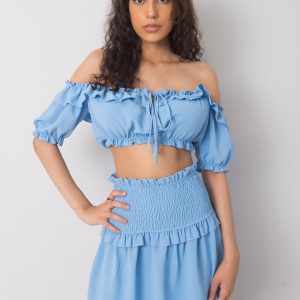 Blue short top with frill Arnika OCH BELLA