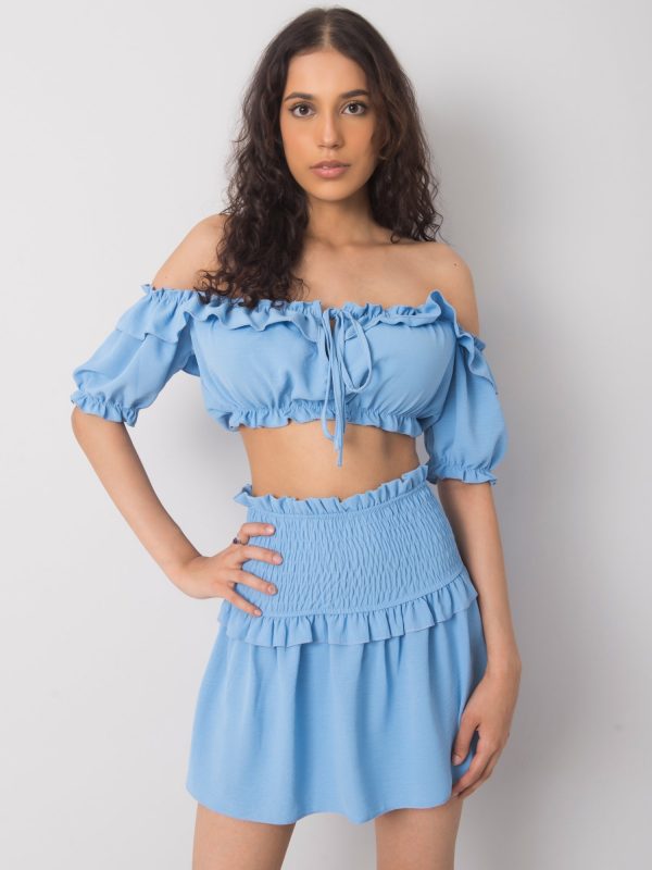 Blue short top with frill Arnika OCH BELLA