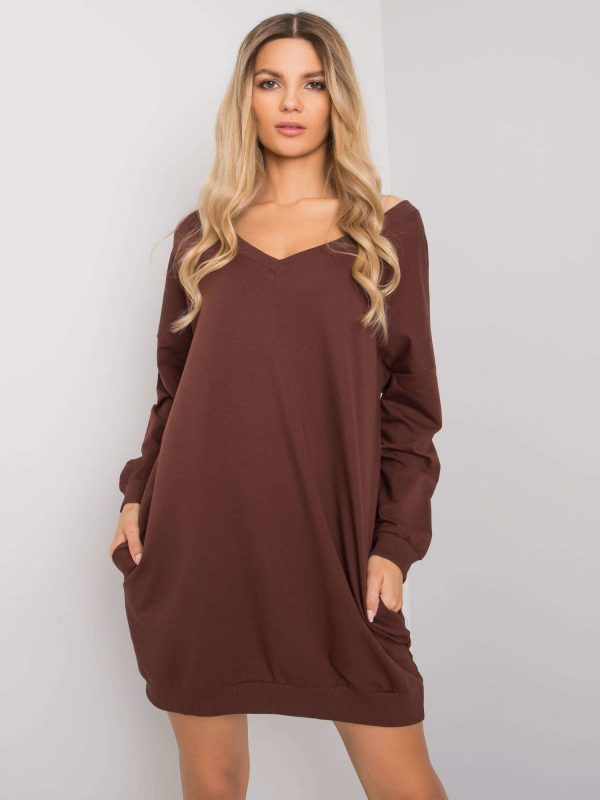 Dark brown V-neck sweatshirt Nayla