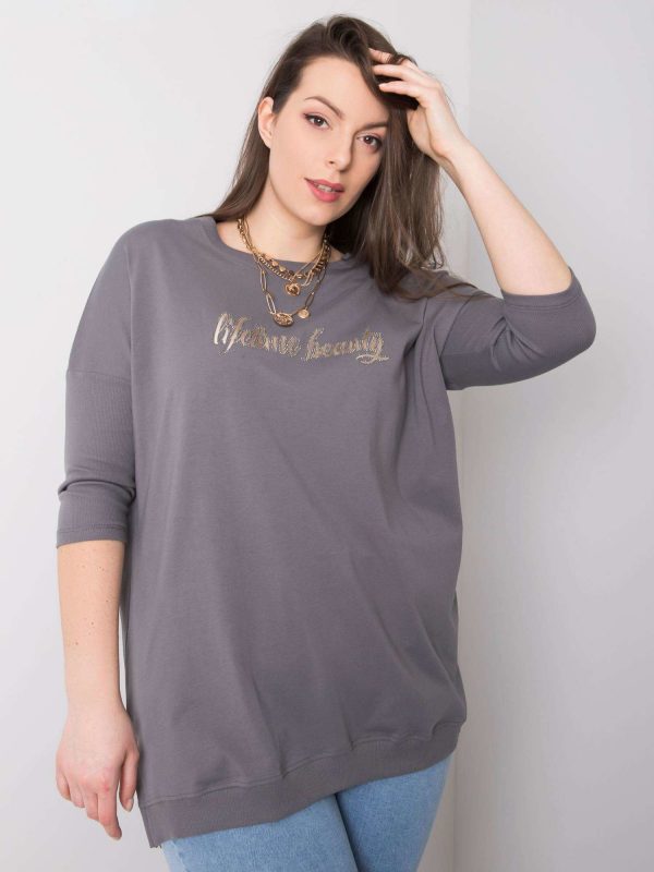 Dark Grey Plus Size Blouse with Beauty