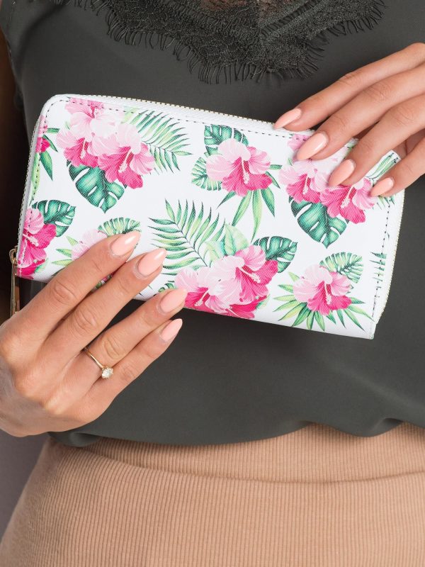 White wallet with flowers