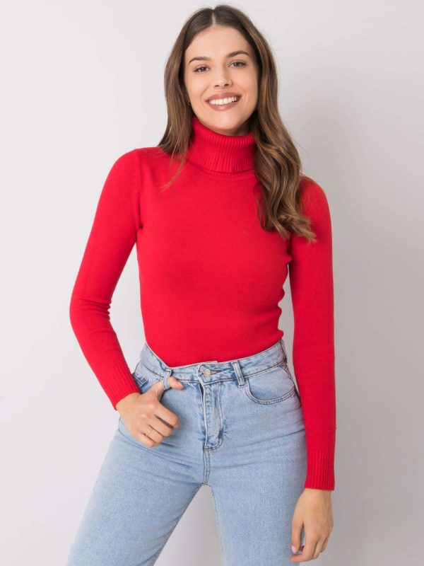 Red Polly Turtleneck Sweater