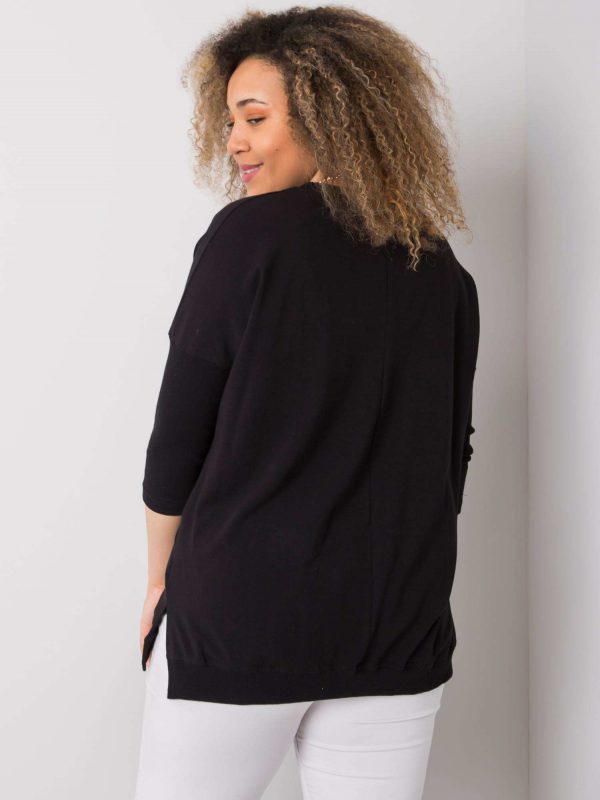 Black plus size blouse with Beauty inscription