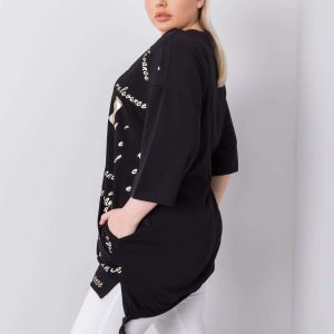 Black Plus Size Blouse with Taylor Print