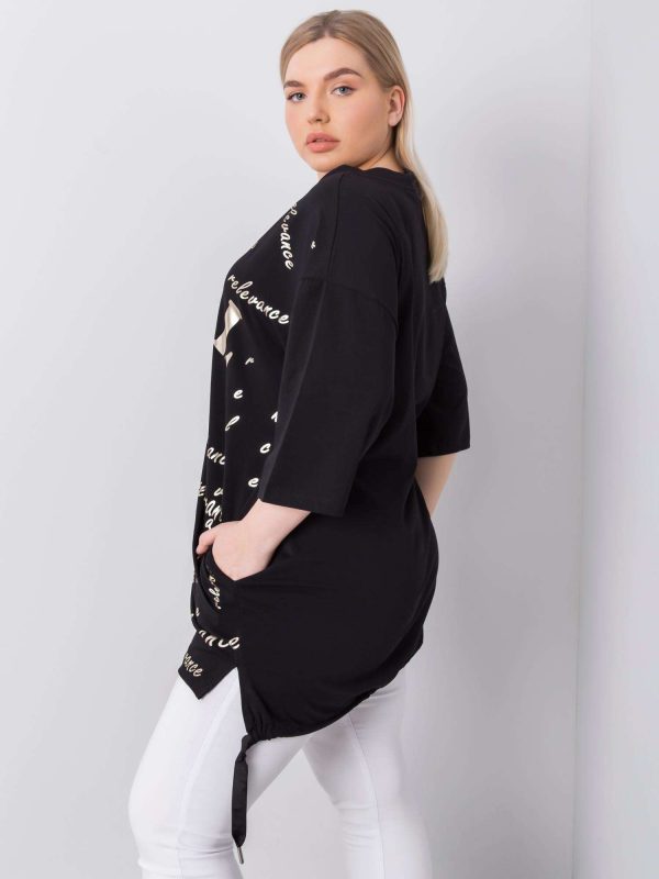 Black Plus Size Blouse with Taylor Print