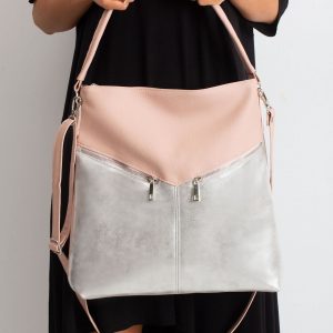 Pink and silver eco leather bag