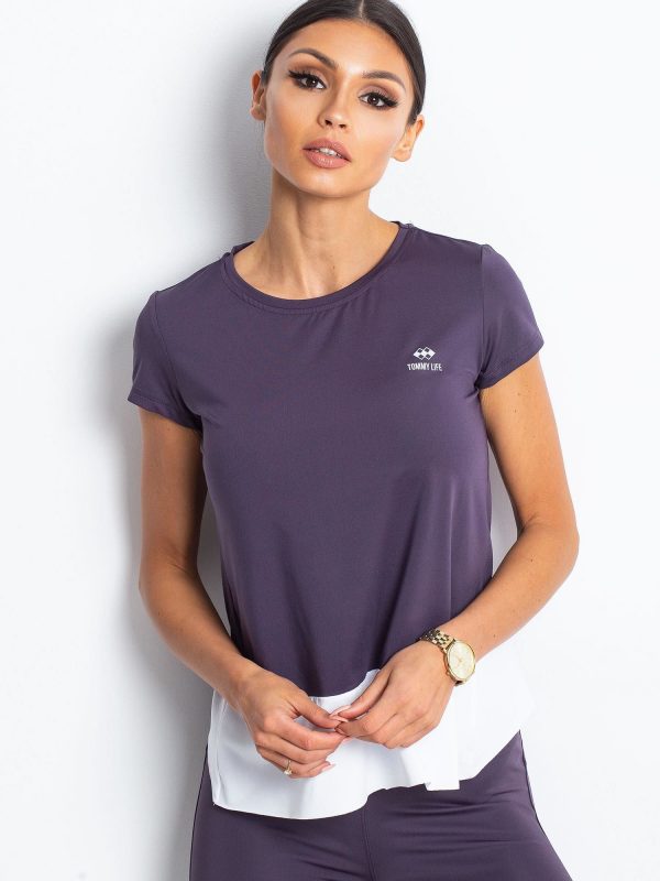 TOMMY LIFE Dark purple sports t-shirt