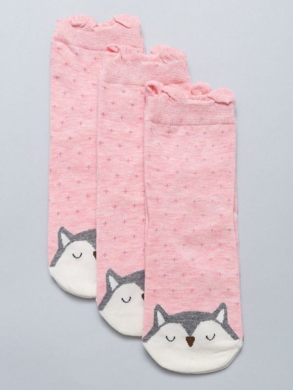 Pink Socks with Animals 3-Pack