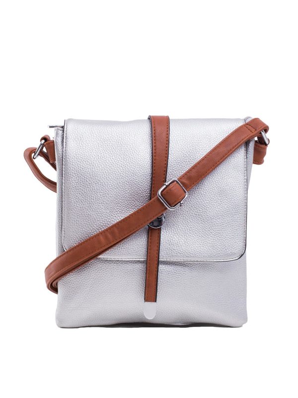 Silver Eco Leather Shoulder Bag