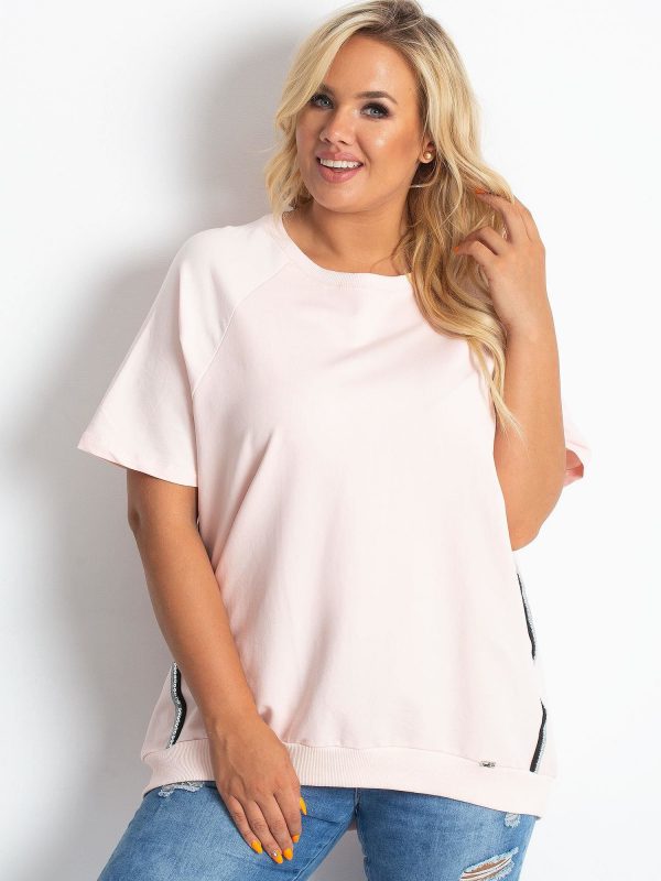 Pale Pink Plus Size Holiday Blouse