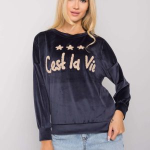 Navy blue Daveria velour sweatshirt