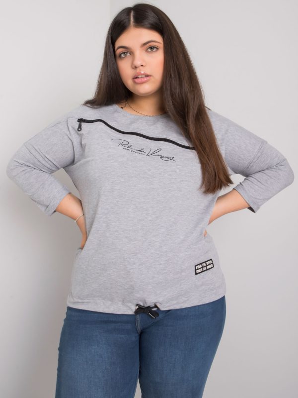 Grey melange blouse plus size Nova