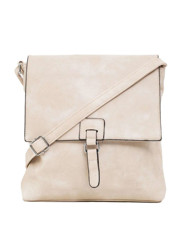 Light beige handbag with lapel