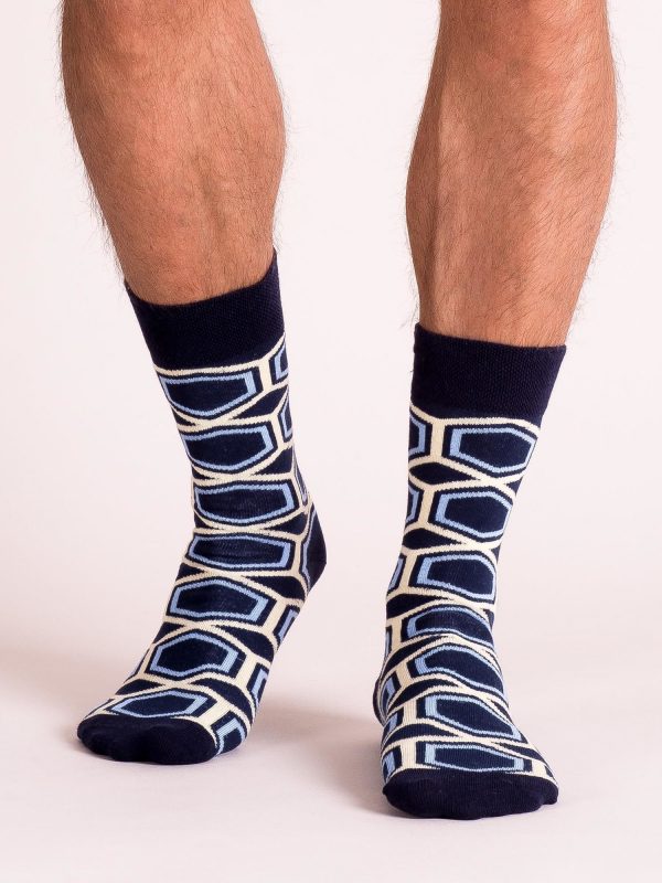 Navy Blue Patterned Men's Socks