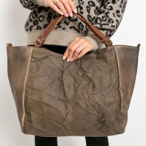 Coffee large bag made of eco leather