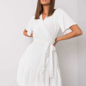 White dress with flounce Lachelle