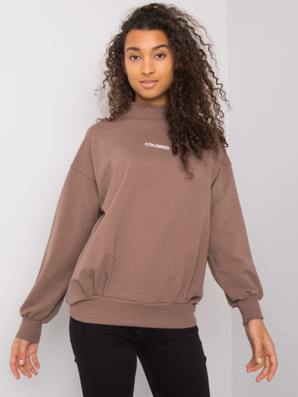 Brown sweatshirt for women without hood Dylan RUE PARIS