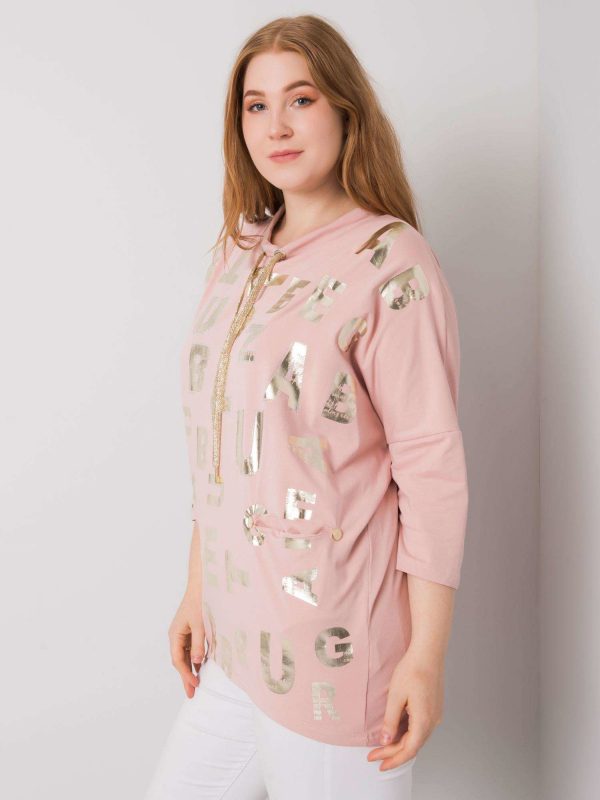 Dirty Pink Plus Size Blouse with Keziah Print