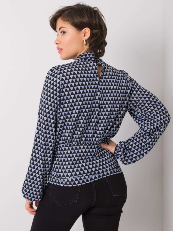 Black and blue blouse with patterns of Abriana RUE PARIS