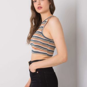 Beige and navy blue striped top Luisa RUE PARIS