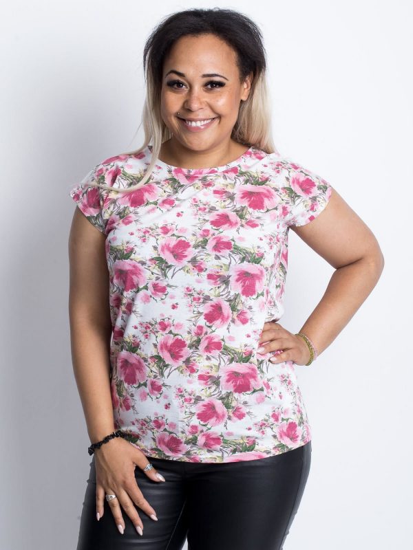 White and pink t-shirt PLUS SIZE