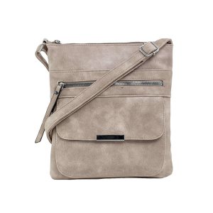 Dark beige eco-leather bag with pockets