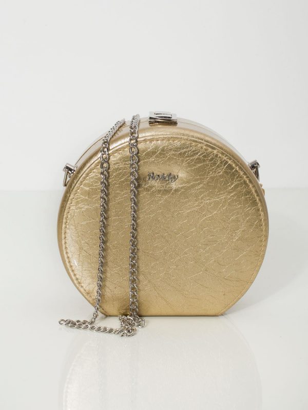 Gold Round Leather Handbag