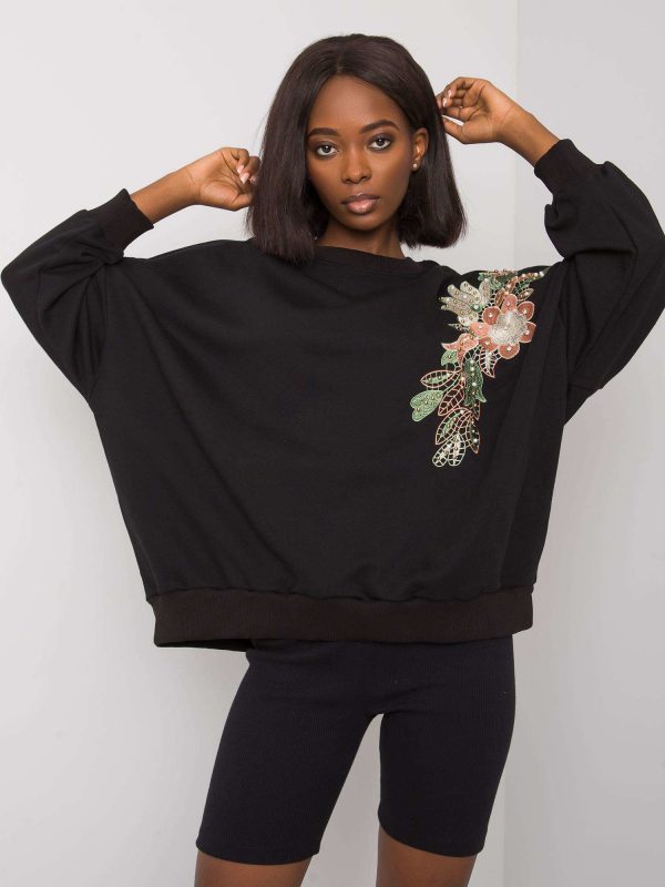 Black sweatshirt with Nour applique