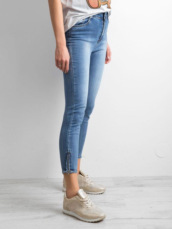 Blue women's ankle jeans pants