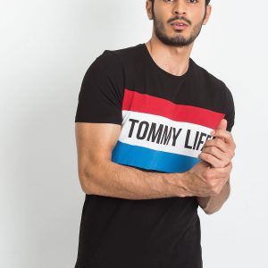 TOMMY LIFE Men's Black T-Shirt