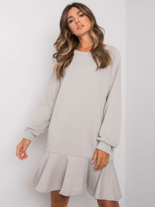 Grey dress with ruffle Perrine