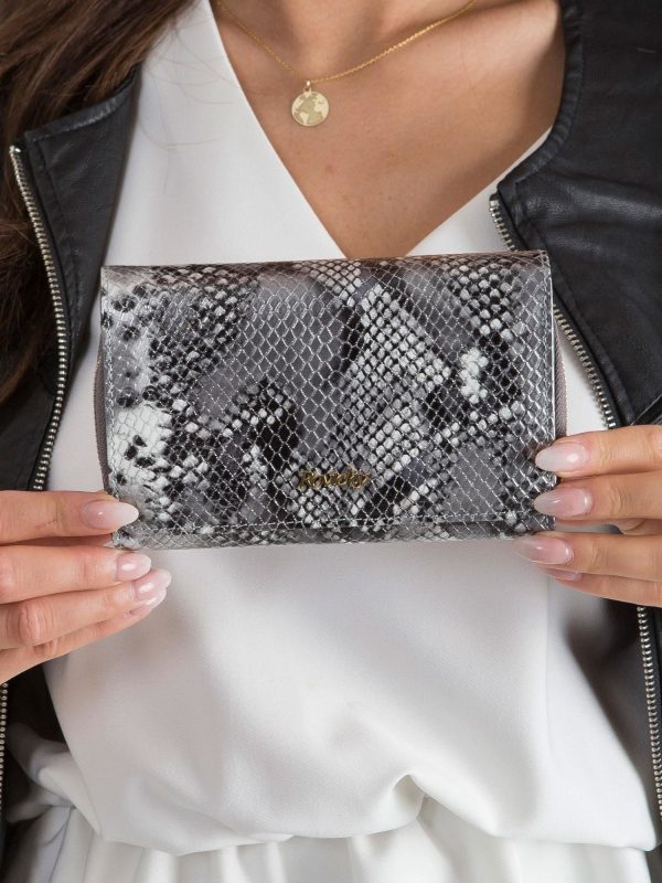 Silver Snake Pattern Leather Wallet