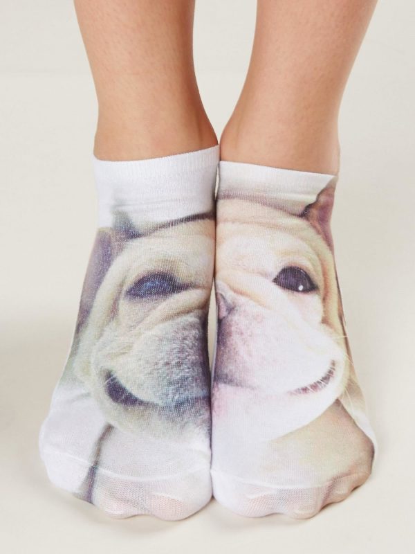 Printed Cotton Short Socks