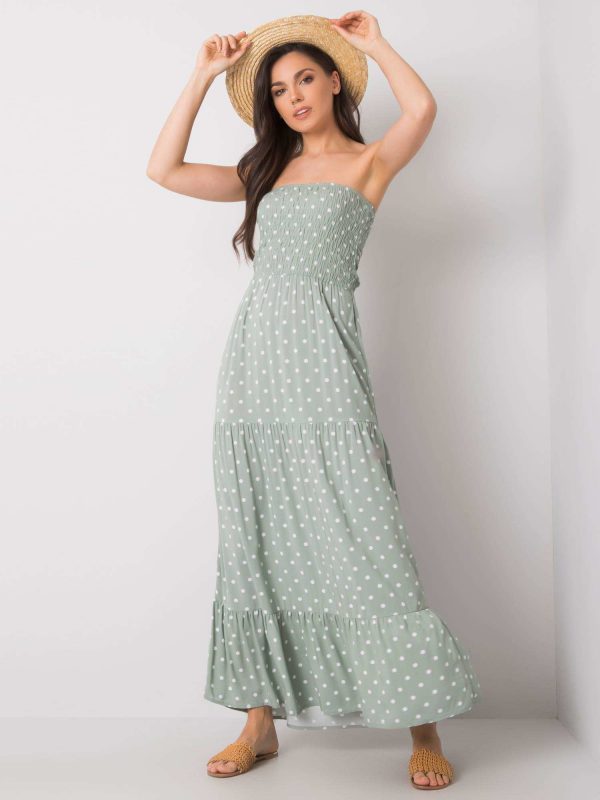 Light green dress with peas Aracelis FRESH MADE