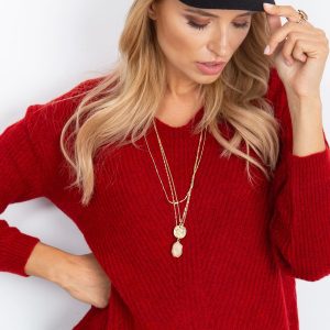 RUE PARIS Red Sweater Touch