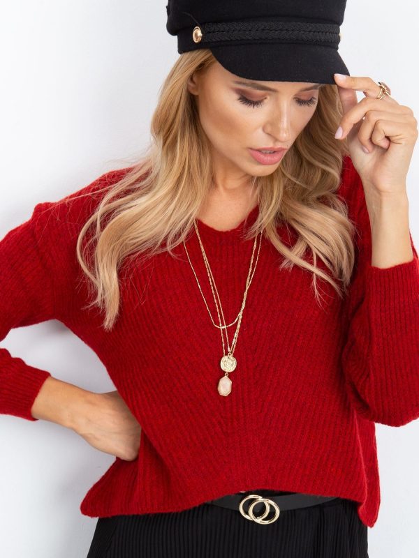 RUE PARIS Red Sweater Touch