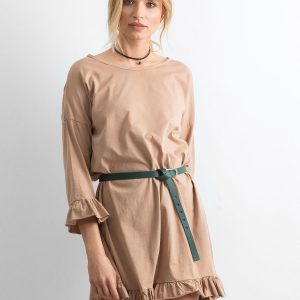 Dark beige dress with flounces