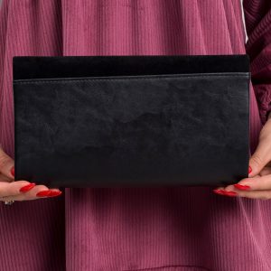 Black eco-leather clutch bag