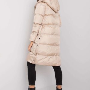 Beige quilted jacket with hood Starlet