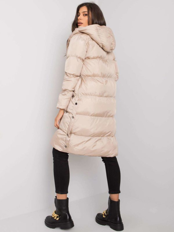 Beige quilted jacket with hood Starlet